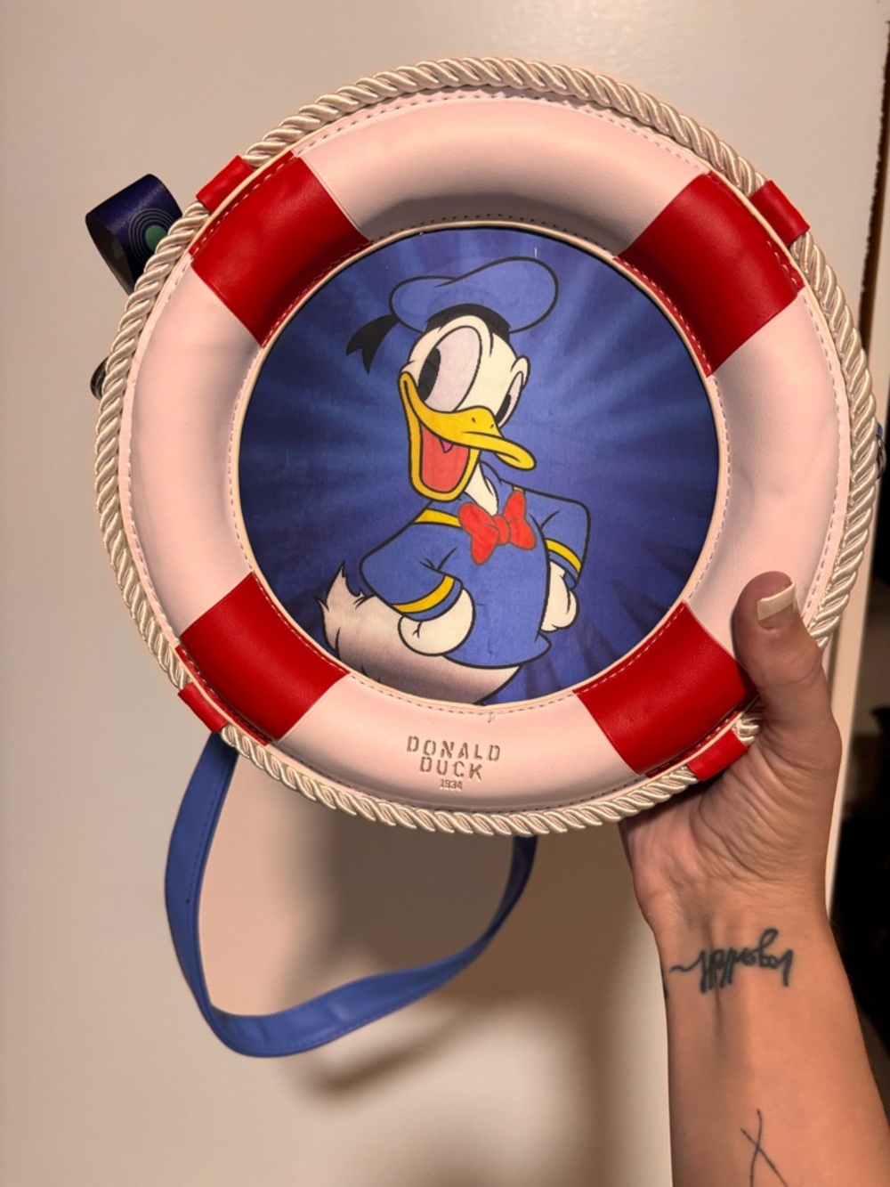 Donald Duck Lifesaver 90th Anniversary Loungefly Crossbody Bag Red, White & Blue